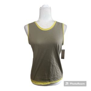 I.e. Relaxed Petite Double Layer Round Neck Tank Top Gray and Lime Green…
